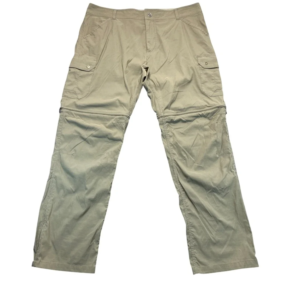 Kuhl Renegade Convertible Stealth Pants Mens 40x32 Khaki Tan ZipOff Hiking Cargo